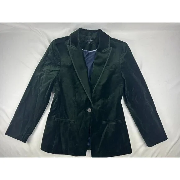 J.Crew Alexandra Velvet Blazer Italian Formal Holidays Lux CF274 Emerald Green 4 - Picture 2 of 10